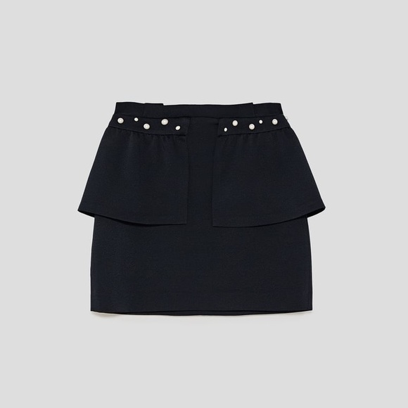 Zara Peplum Pearl Mini Skirt - Picture 2 of 9
